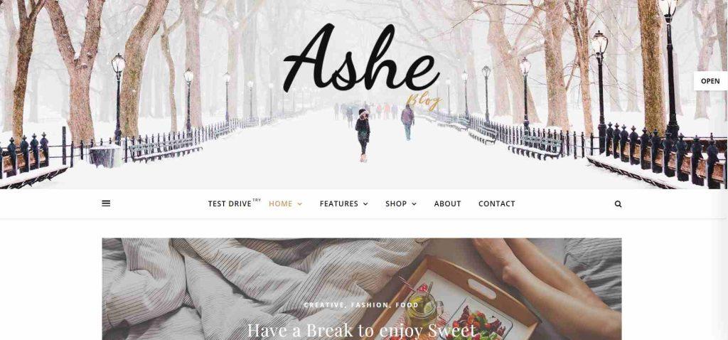 Ashe free wordpress blog theme preview