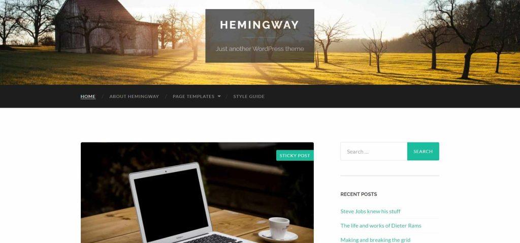 Hemingway free wordpress blog theme preview